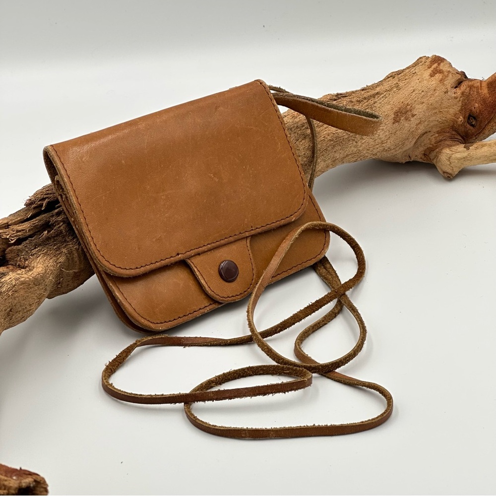 Vintage Mini Bag-Sandalwood cowhide-genuine Leather Purse/crossbody. - Picture 1 of 13